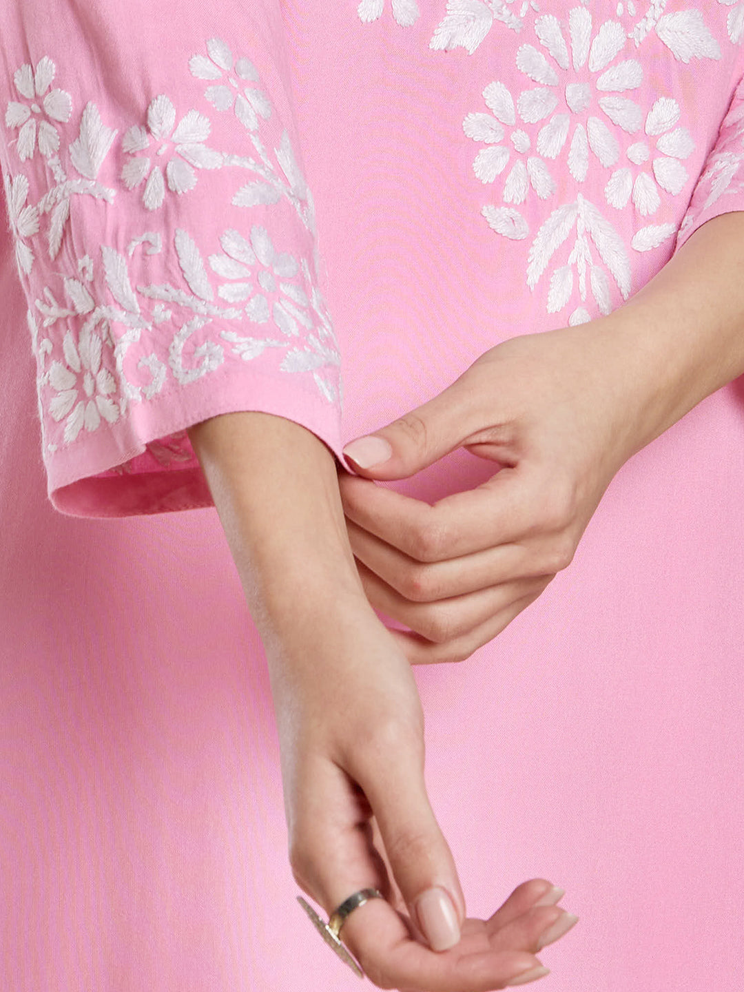 Baby Pink Rayon Lucknowi Chikankari Kurta