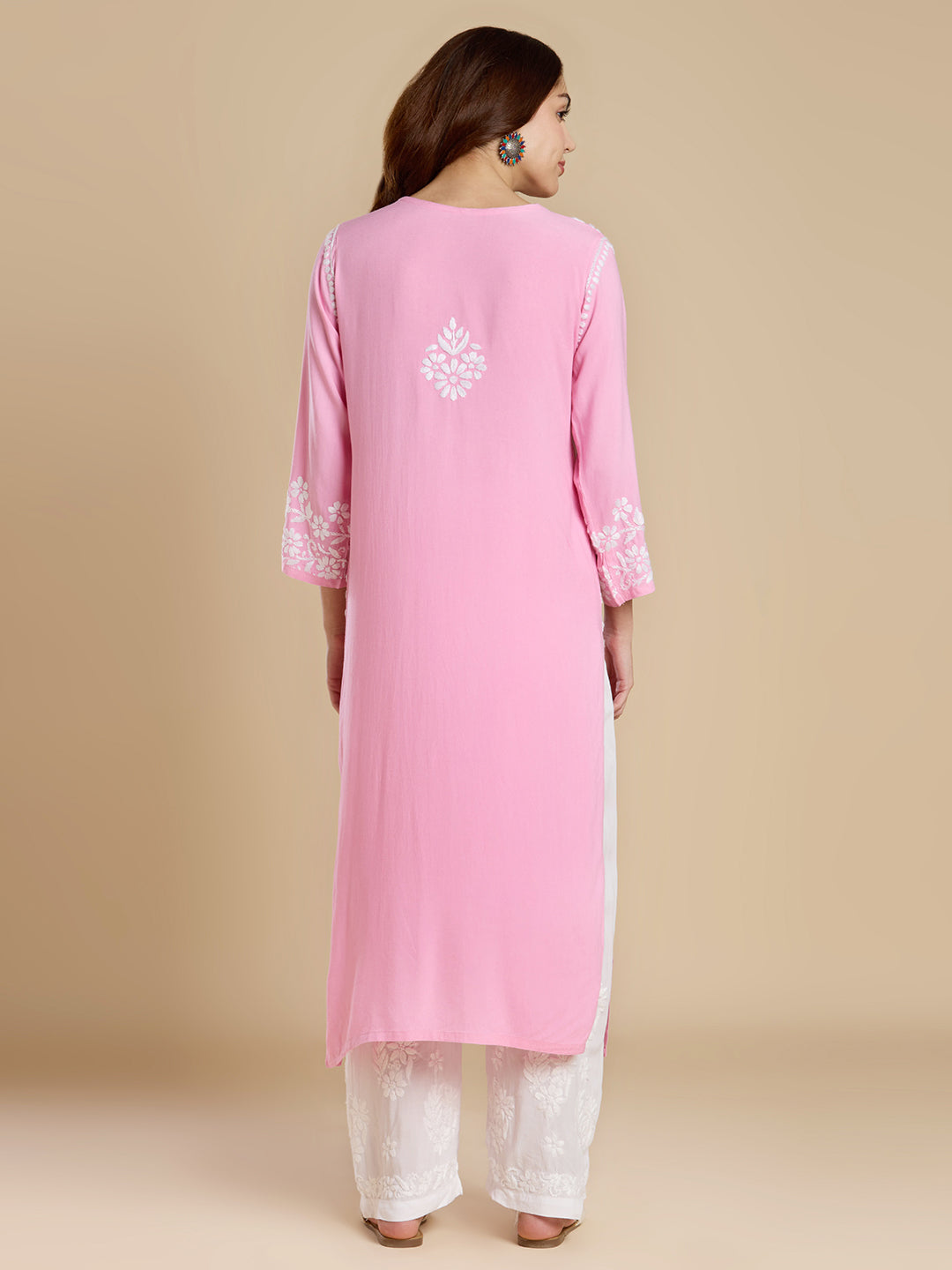 Baby Pink Rayon Lucknowi Chikankari Kurta