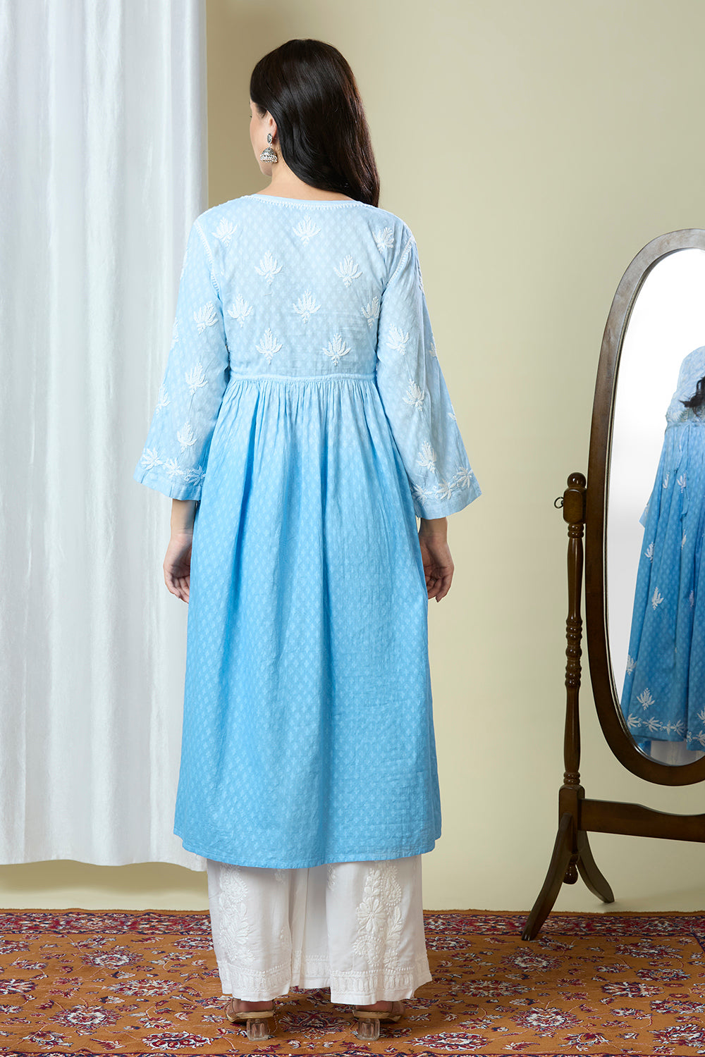 Noor – Premium Cotton Gown with Artisanal Chikankari