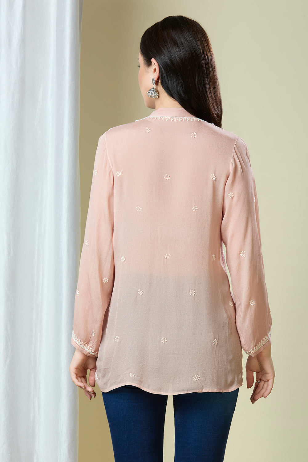 Rosy – Blush Pink Georgette Chikankari Top