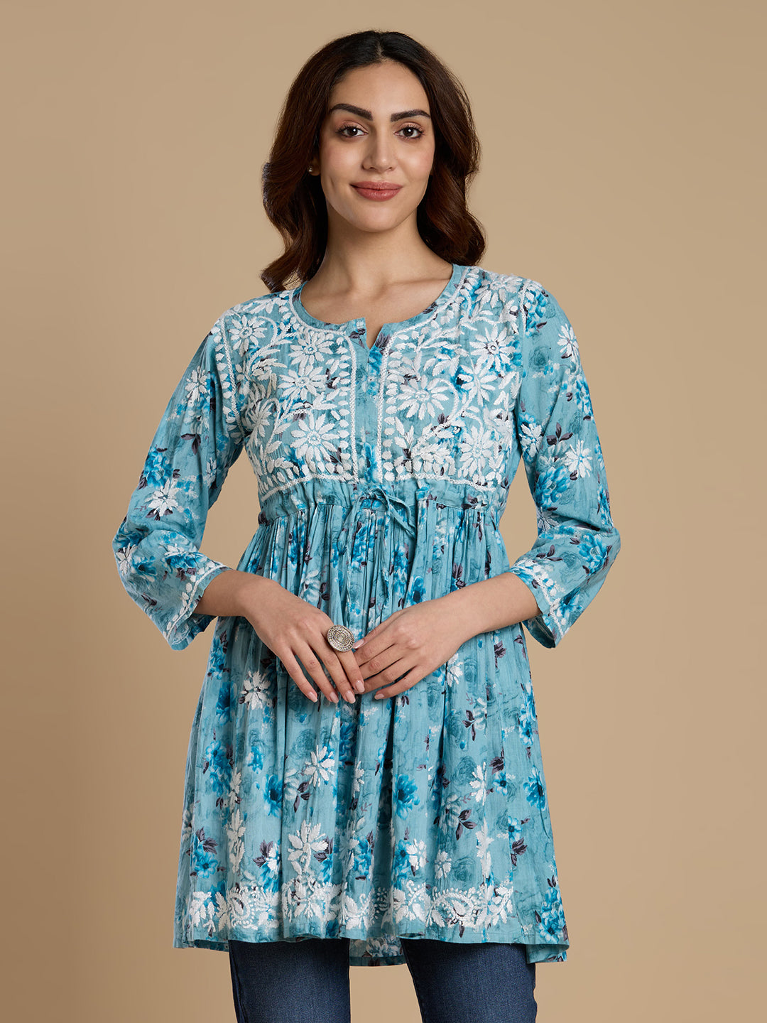 Firdaus Mul Cotton Short Chikankari Dress