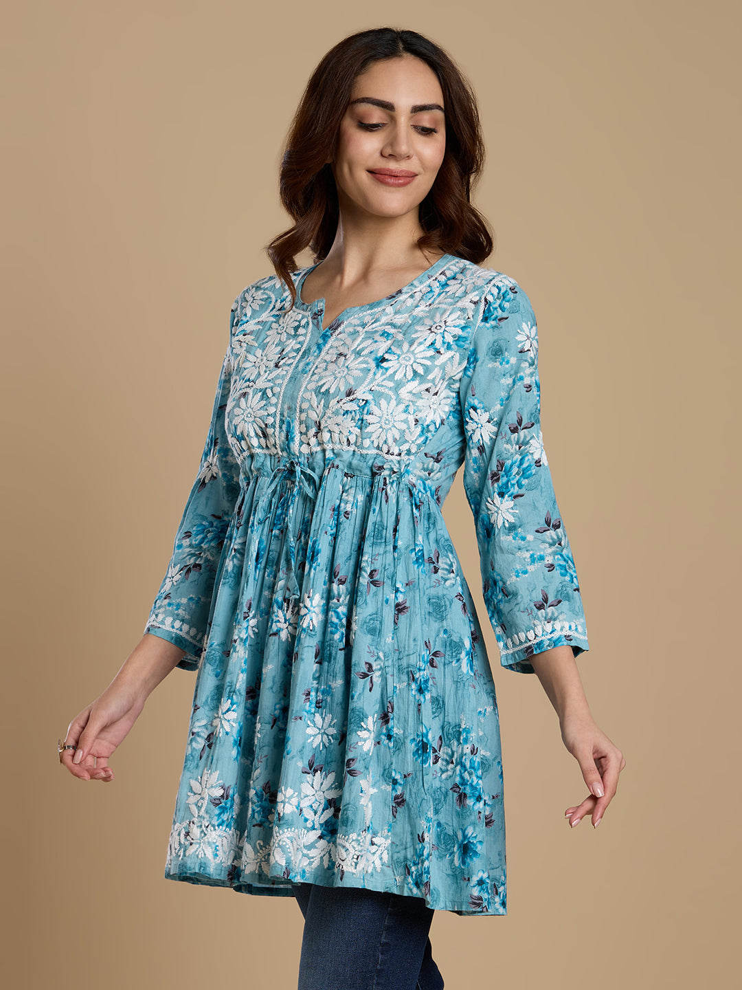 Firdaus Mul Cotton Short Chikankari Dress