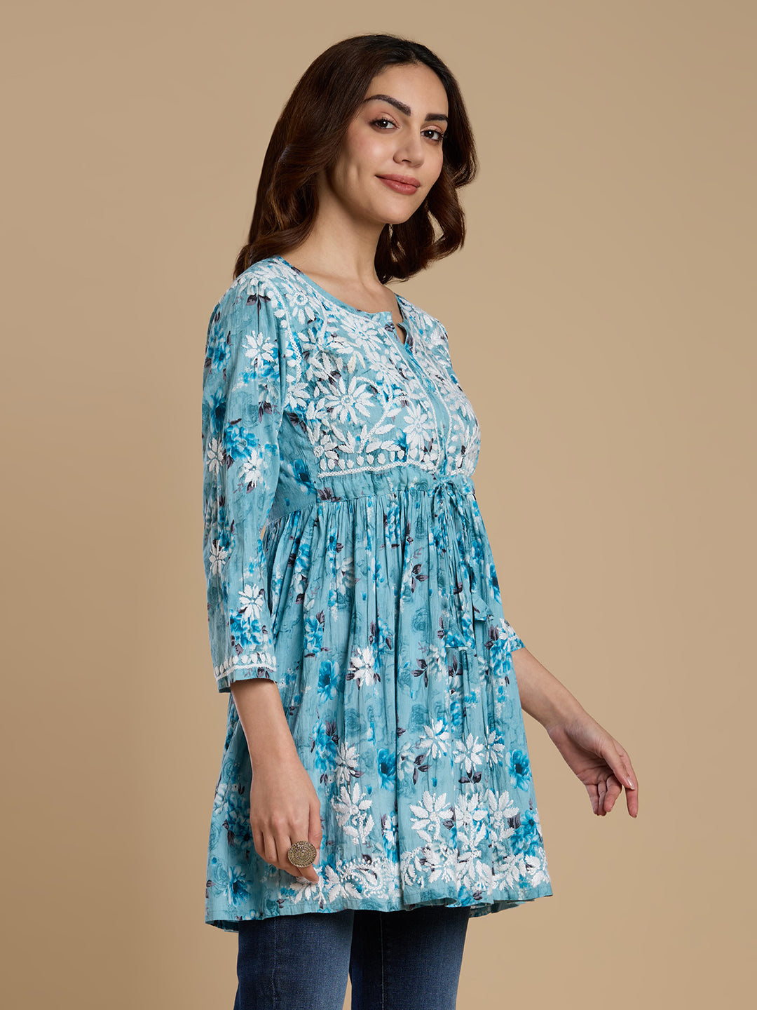 Firdaus Mul Cotton Short Chikankari Dress