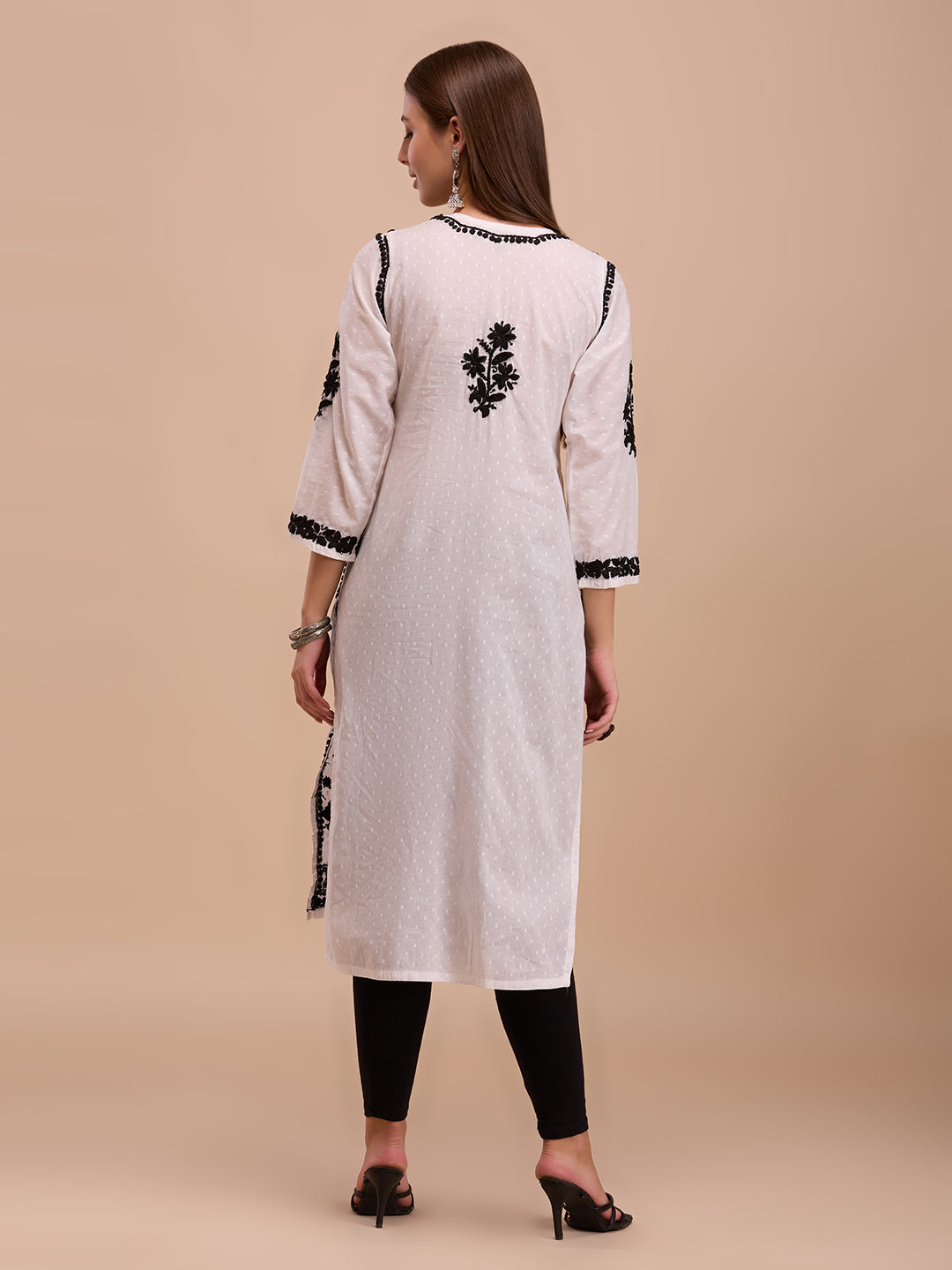 Black On White Naira Cut Chikankari Kurta