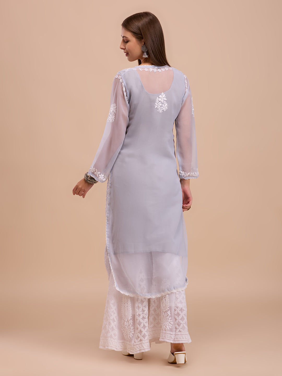 Greyish Lavender Georgette Lucknowi Chikankari Kurta
