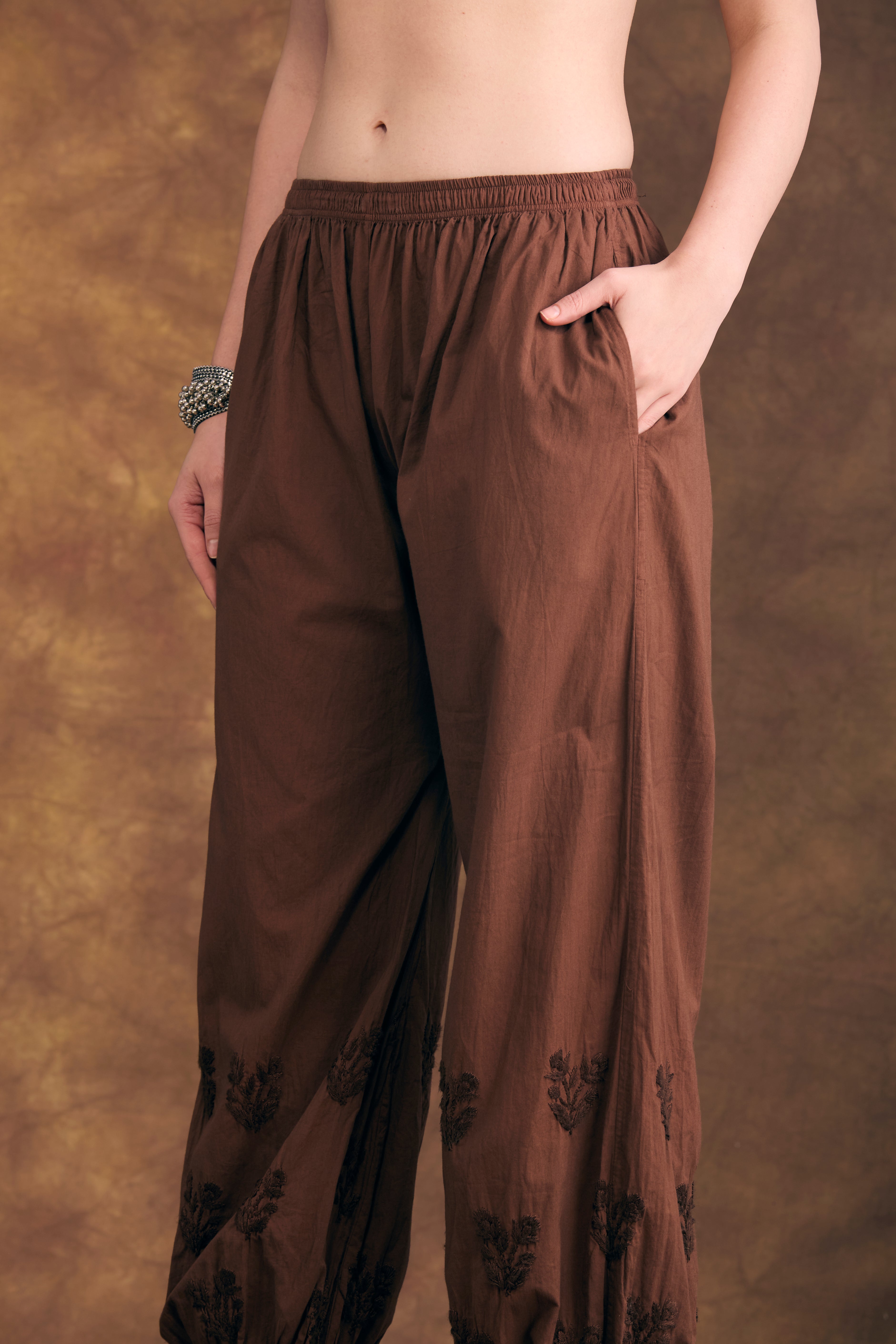 Noor Jehan Earthy Brown Chikankari Two-Piece Set