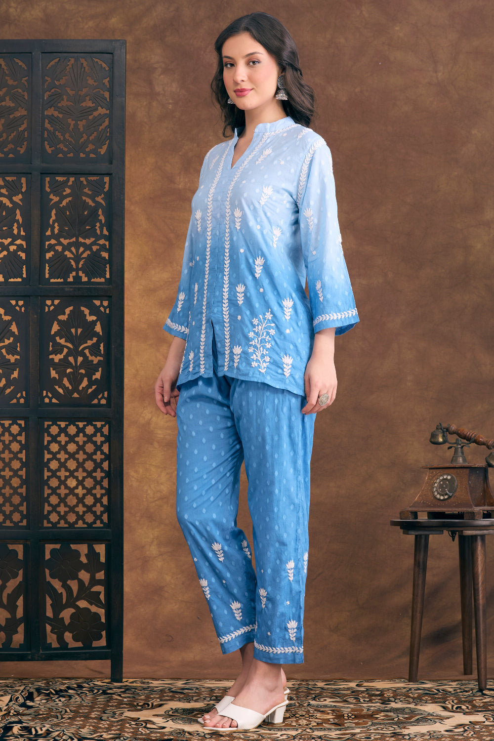Saira Ombre Chikankari Cotton Coord Set