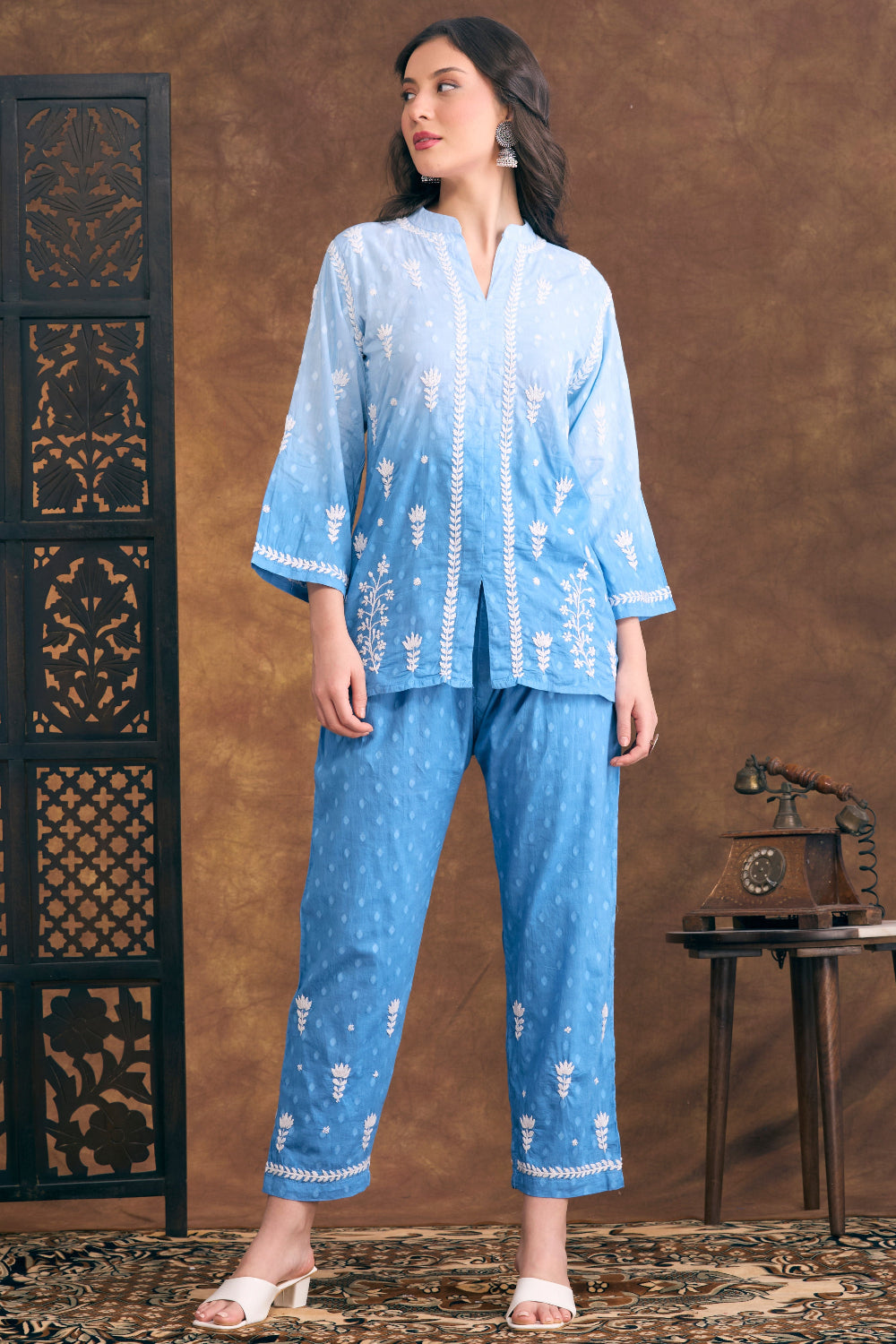 Saira Ombre Chikankari Cotton Coord Set