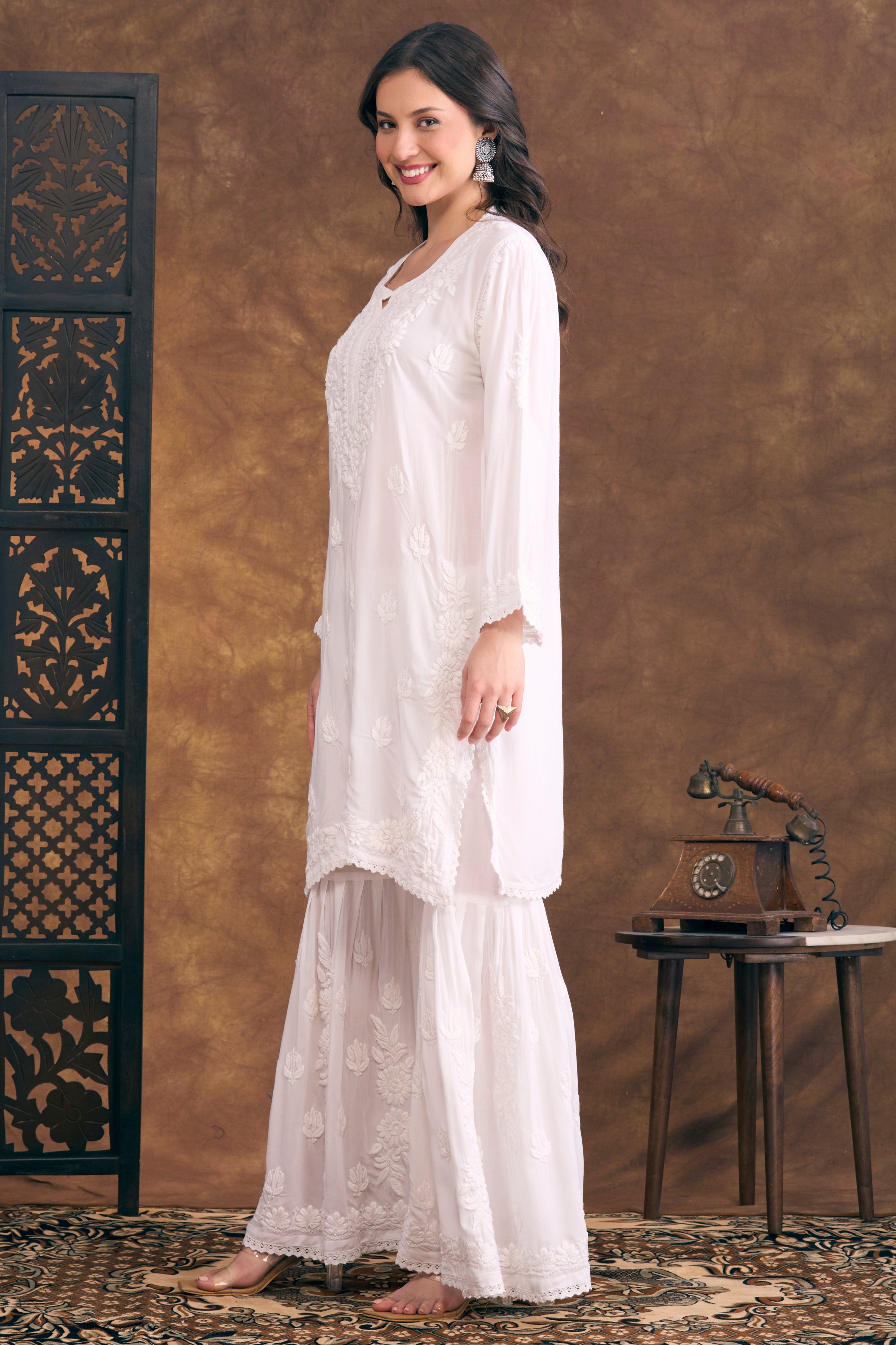Masakali Modal Chikankari Kurta with Gharara Set