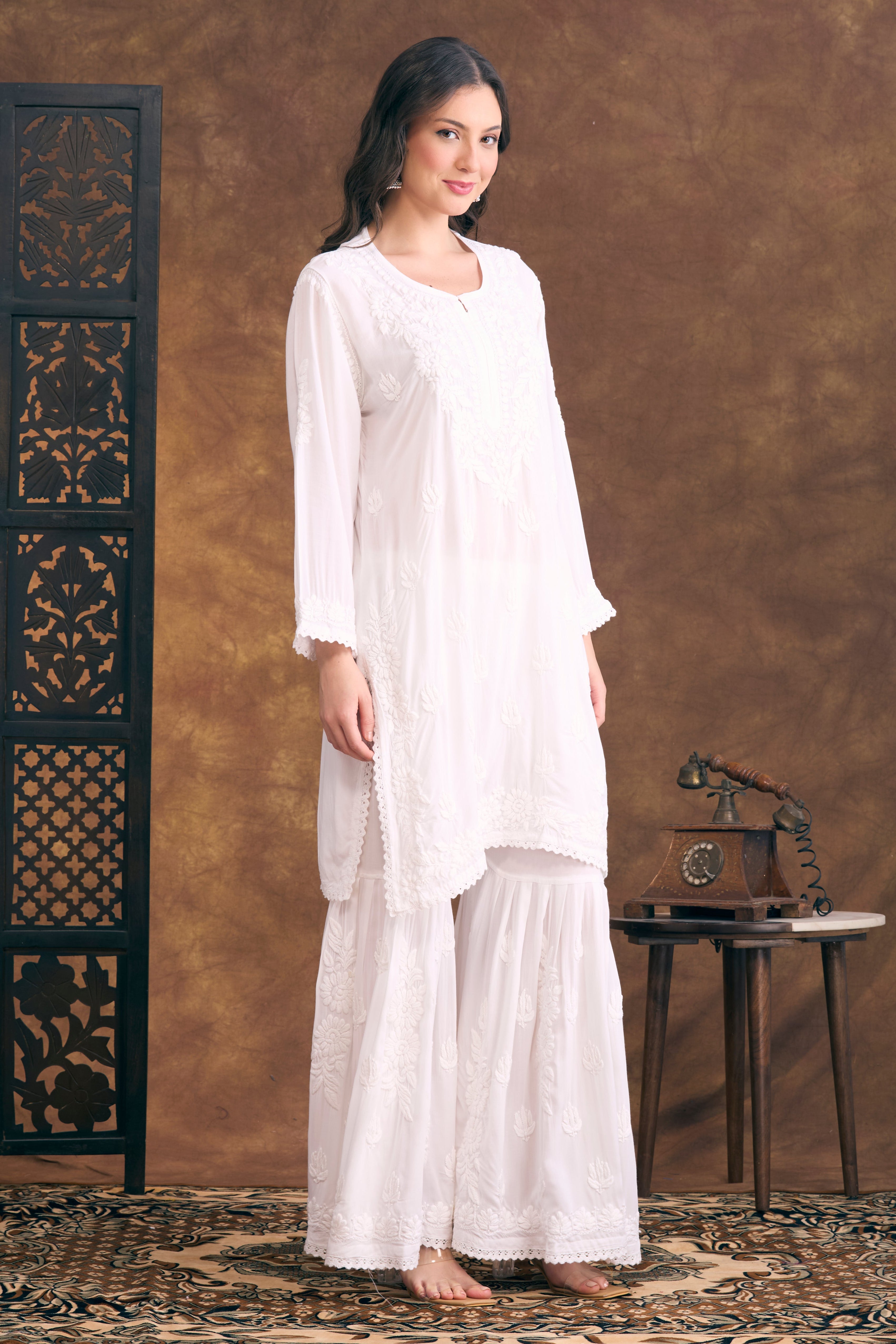 Masakali Modal Chikankari Kurta with Gharara Set