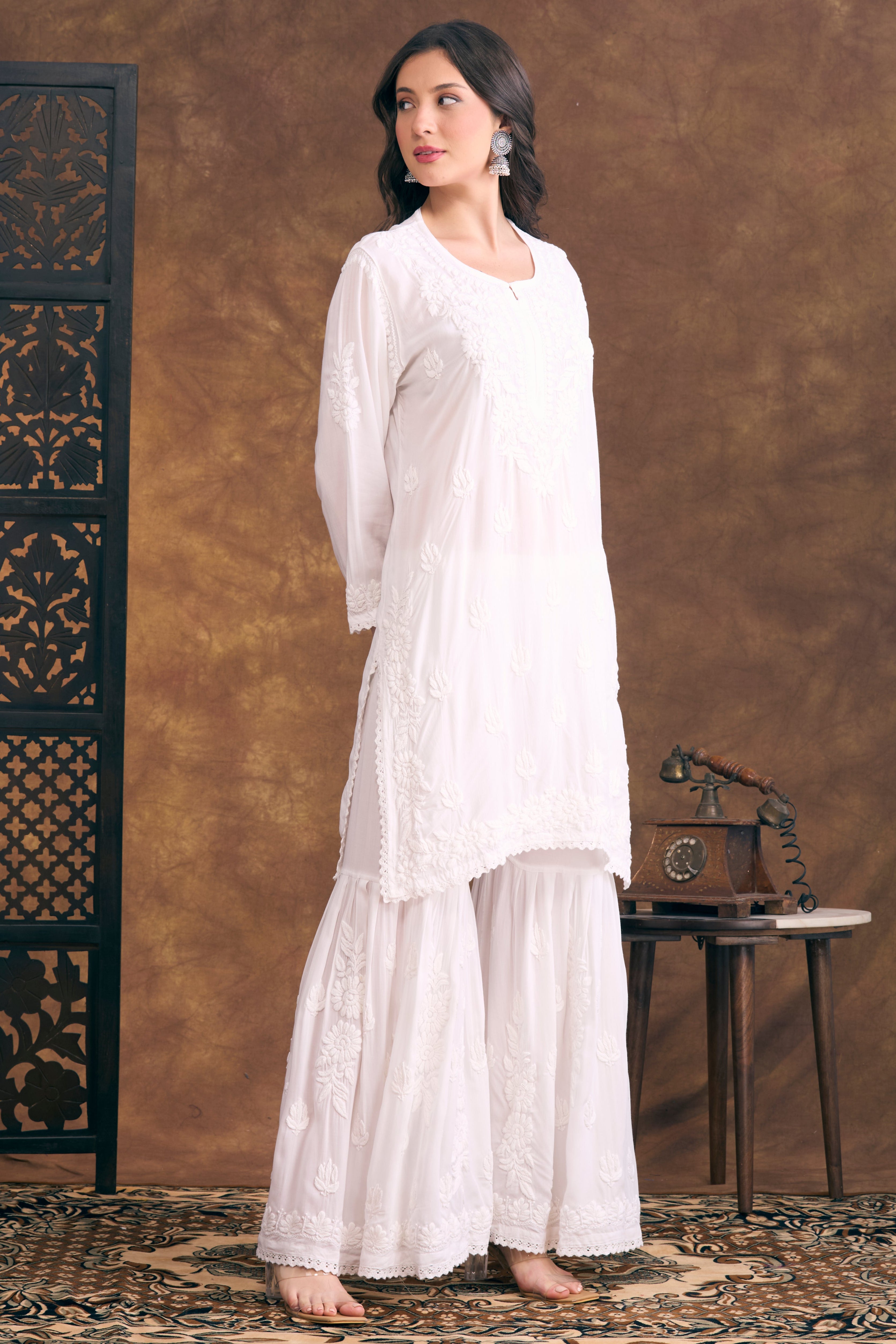 Masakali Modal Chikankari Kurta with Gharara Set