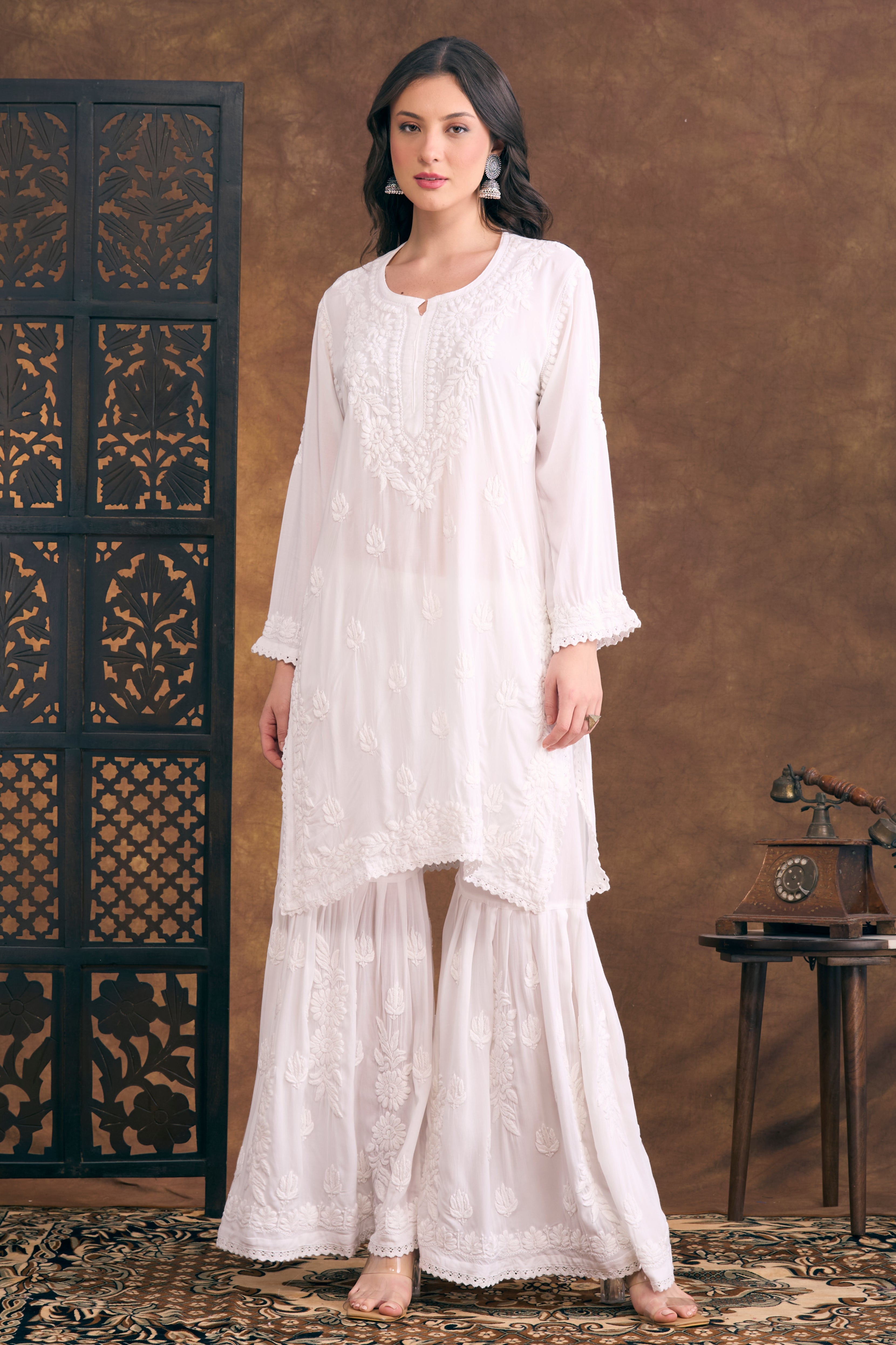 Masakali Modal Chikankari Kurta with Gharara Set